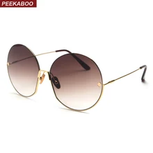 Peekaboo новые ретро круглые солнцезащитные очки для женщин металлическая оправа негабаритных солнцезащитных очков для женщин дизайнерские uv400 градиентные линзы
