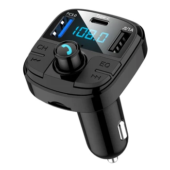 

BT29 Bluetooth 5.0 Fm Transmitter Car Kit MP3 Modulator Car Charger QC3.0 Double USB With LED Lattice screen EQ Mode