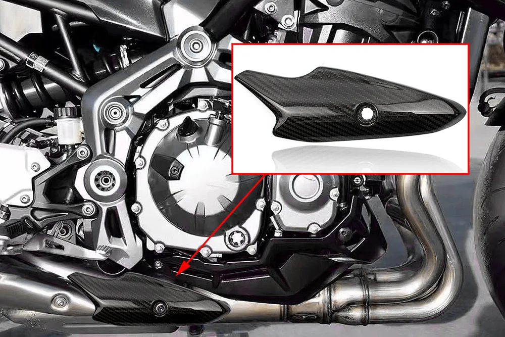

Motorcycle Acessories Carbon Fiber Exhaust Heat Shield Cover Trim Cowl Fai for Kawasaki Z900 2017 Z 900 Prevent scald cover