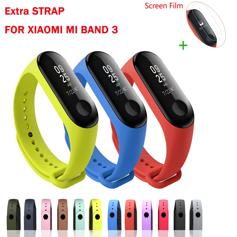 

Bracelet for Xiaomi Band 3 Sport Strap/Charger watch Silicone wrist mi band screen protector For band 3 accessories bracelet C2
