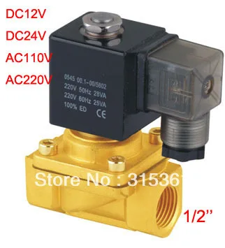 

Free Shipping 1/2'' Direct Drive Solenoid Valve PU220-04 2 Way Brass Solenoid Valve DC12V,DC24V,AC110V and AC220V