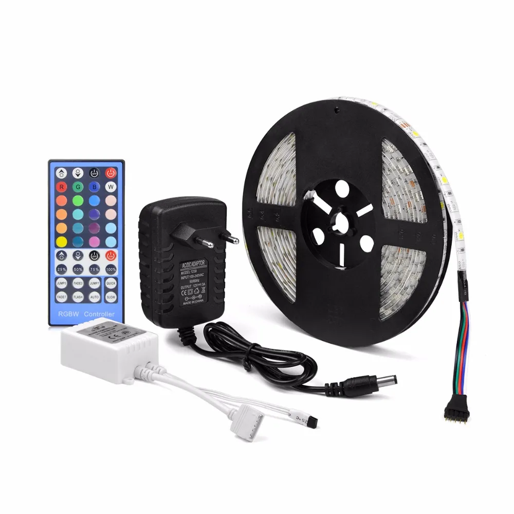 

DC 12V LED Strip Light SMD5050 60LEDs/M RGB RGBW RGBWW Ice Blue Pink Red Warm White EU Power Adapter Remote Christmas Decoration