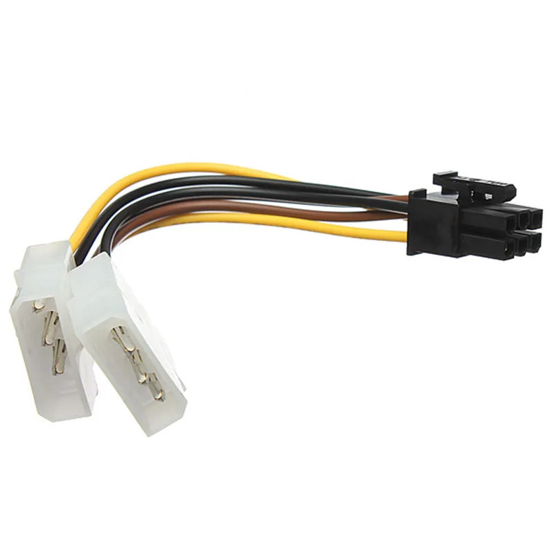 

2 IDE Dual 4pin IDE Male to 6 Pin Female Power Cable PCI Express Dual 4 Pin IDE Connector to 6 Pin Cable Adapter