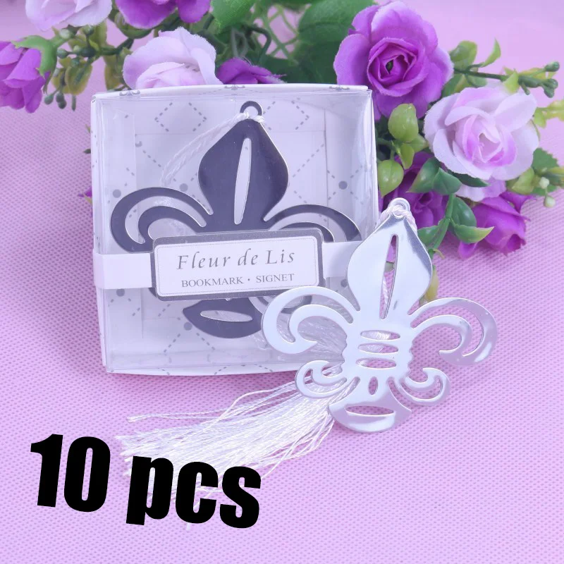 

10PCS Fleur De Lis Bookmarks Recuerdos Para Bautizo First Communion Baby Shower Souvenirs Wedding Favors and Gifts For Guest