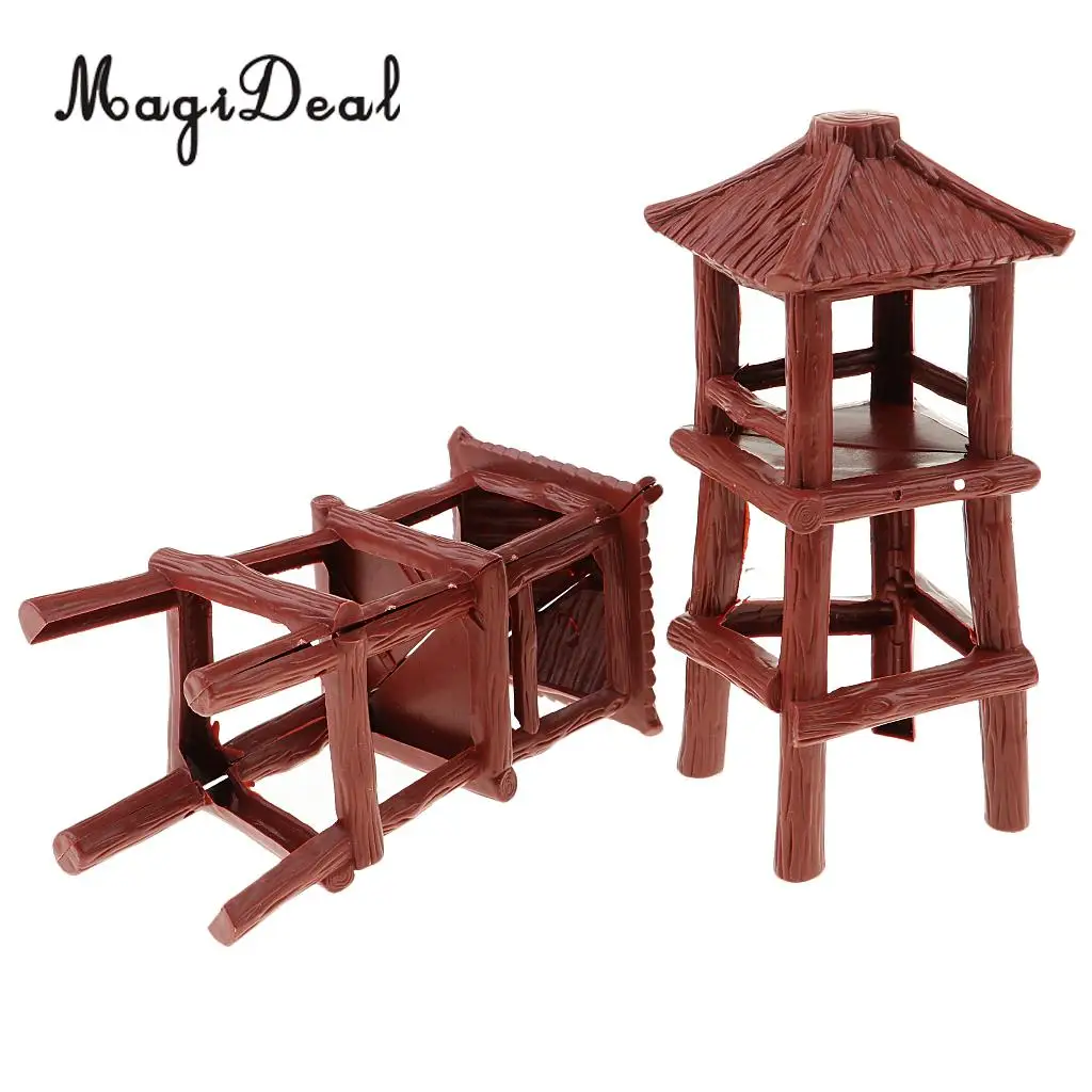MagiDeal 2 Pieces Military Watch Tower 18.5cm Height Model Soldier Army Men Accessory for Wargame Scenery Building Toy