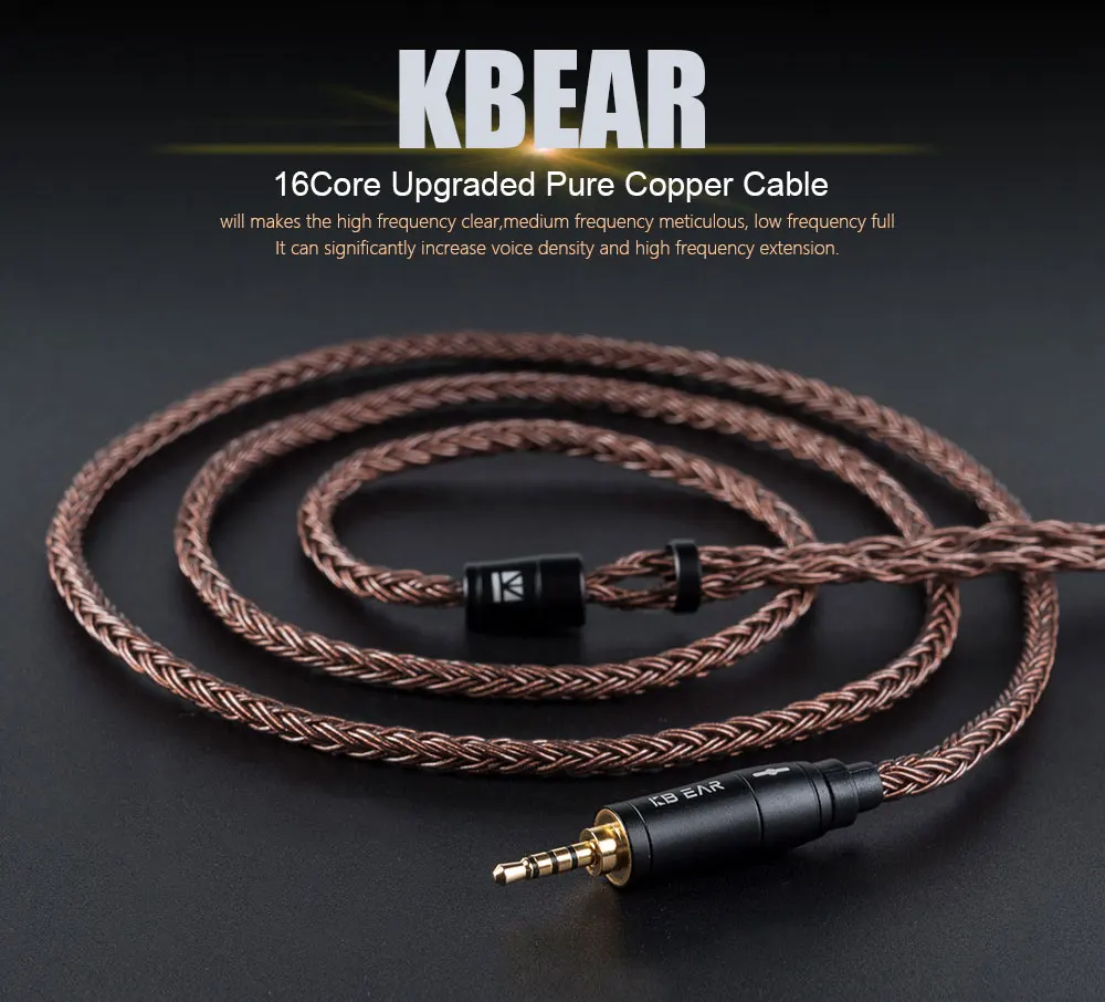 AK KBEAR 16 Core Upgraded Pure Copper Cable 3.5/2.5/4.4mm Earphone Cable With MMCX/2Pin For AS16 ZS10 ZSN PRO TRN X6 V90 ZSX F1