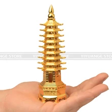 Фэн Шуй металлическая 3D модель Китай Wenchang башня пагода ремесла статуя сувенир дома металлические украшения ручной работы 13 см