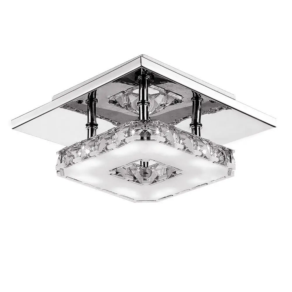 Pendente de Teto em Cristal Lustre de Aço Inoxidável para Sala Luminária Corredor Deração Moderno 1 Cheap Luzes de teto