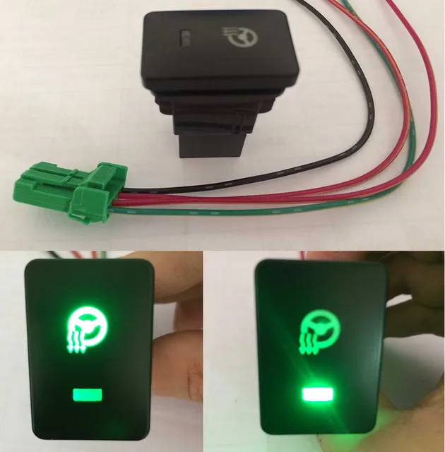 Car Steering wheel heating Switch Green LED With Wire for Toyotain Car