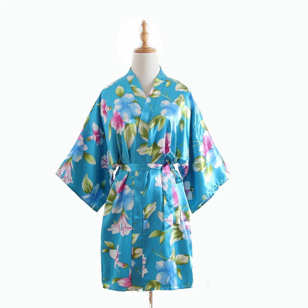 2017 Bathrobe Women Satin Bridesmaid Robes Vintage Kimono Printed