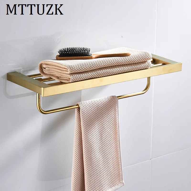 MTTUZK 304 Stainless Steel Brushed Gold Towel Rack Bath Towel Holder ...