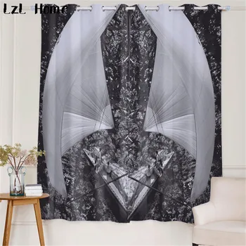 

LzL Home New 3D Creative Geometry pattern window curtain for living room perforated luxury Chinese blackout rideaux with grommet