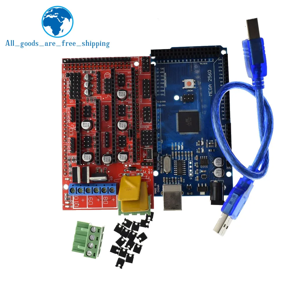 TZT Mega 2560 R3 Mega2560 REV3+ RAMPS 1,4 контроллер для Arduino 3d принтер arduino комплект Reprap MendelPrusa