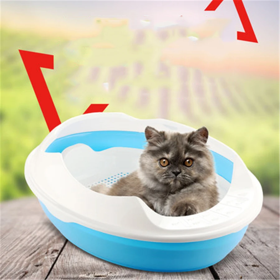 Large Plastic Box In Cat Health Supplies Plastic Cat Box Toilet Sand Litter Pets BedPan