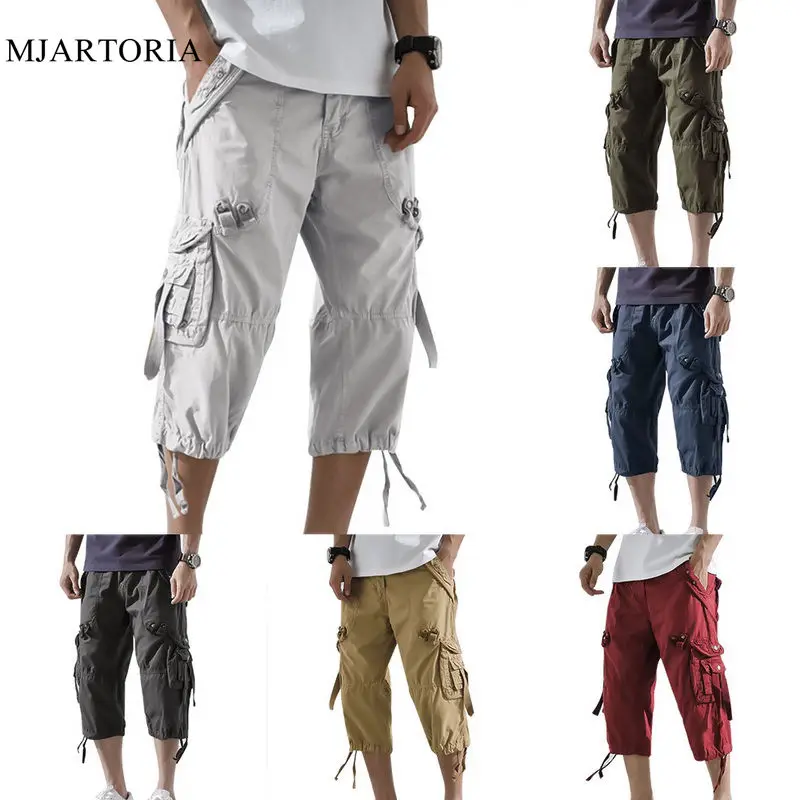 

MJARTORIA 2019 Men's Cargo Shorts Casual Outdoor Workout Summer Loose Multi Pocket Shorts Male Sports Cotton Twill Fit Trousers