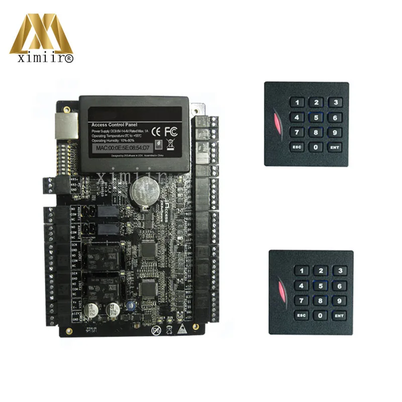 

TCP/IP access control board RFID card access control panel C3-200 with 2pcs KR102E card reader wiegand reader with keyboard