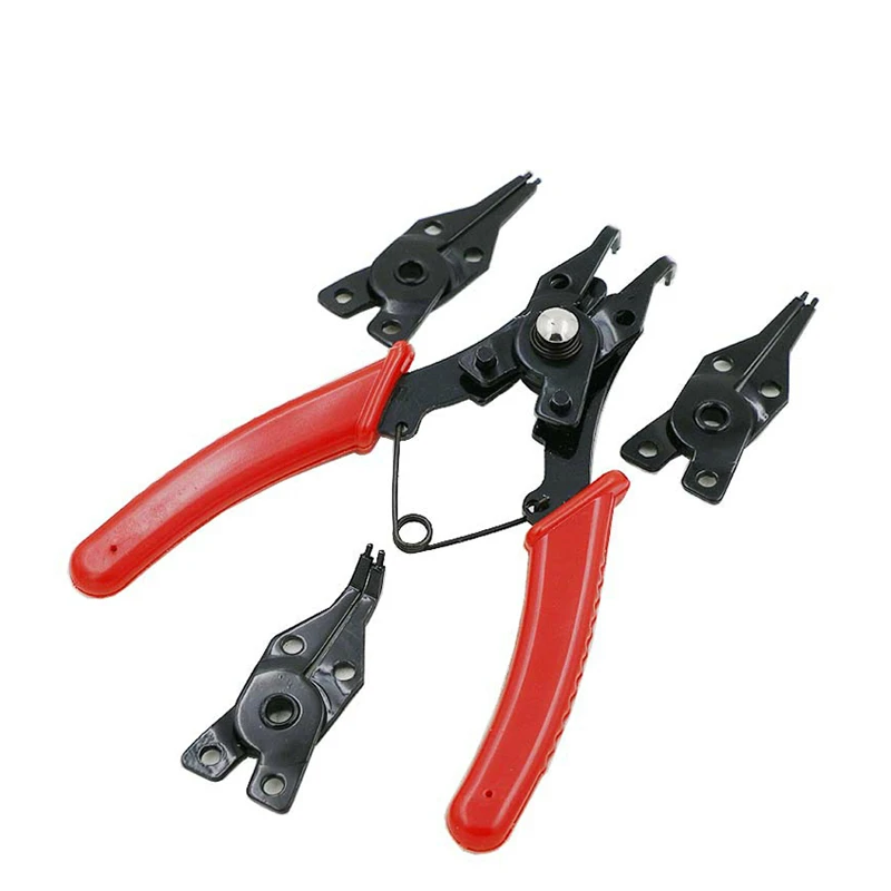 Universal Spring Pliers Circlip Tool with 4pcs Angled Tong Head Clamp Car Auto Repair Hand Tools Clamps Rubber Handle |