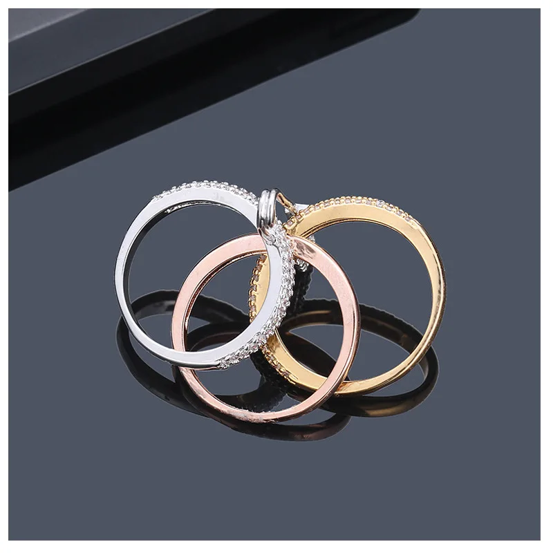 Creative AAA++ Cubic Zirconia Wedding Band Bridal Sets Rings For Women Men Rose Gold Silver Gold Color Pin Ring 2019