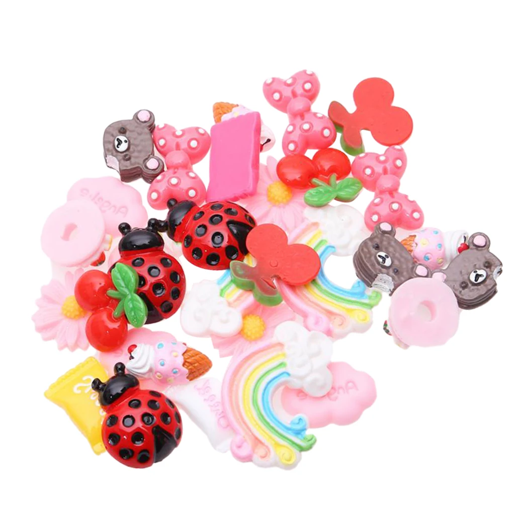 30pcs Kawaii Resin Flatback Cabochons Decoden Charms DIY Scrapbooking Phone Decor Embellishments