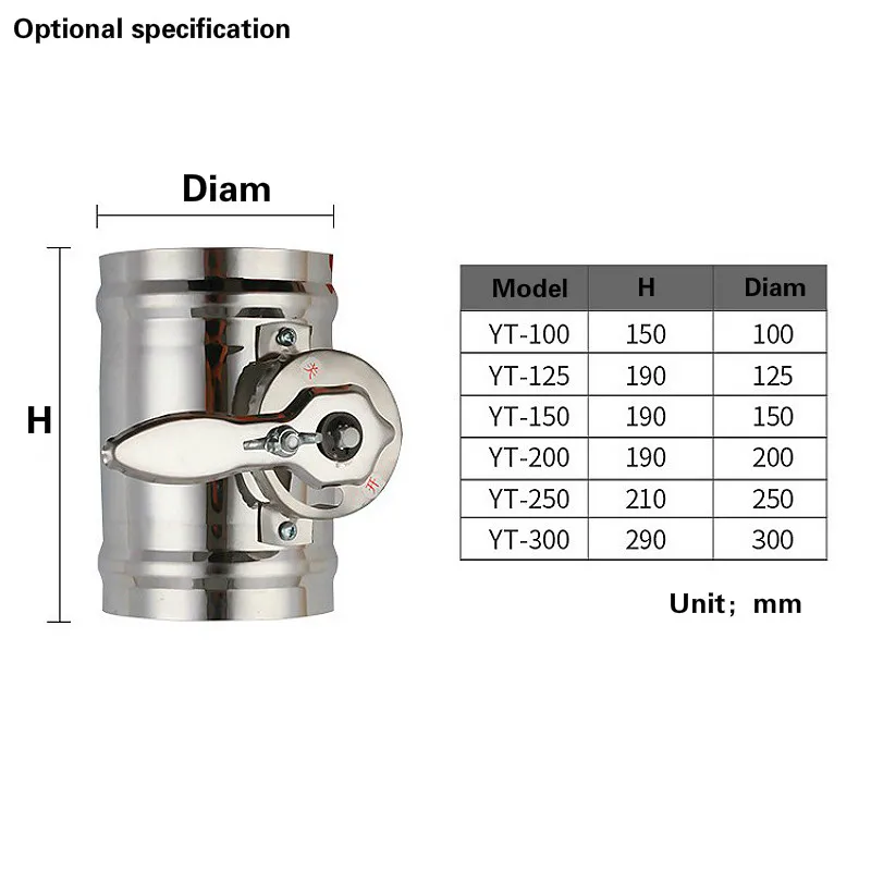 Прочный ручной воздуховод демпфер воздуховод ОВКВ клапаны воздушный демпфер трубы клапан 100-300 мм диам из нержавеющей стали модулирующий объем воздуха