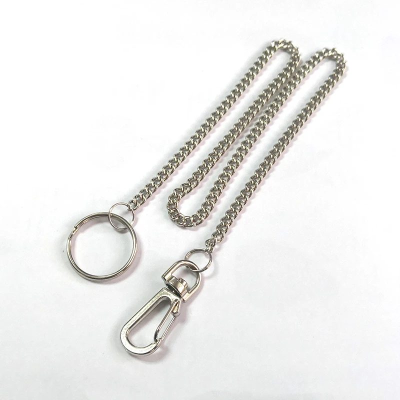 

Long Metal Wallet Belt Key Chain Rock Punk Trousers Hipster Pant Jean Keychain Silver Clip Keyring Men's HipHop