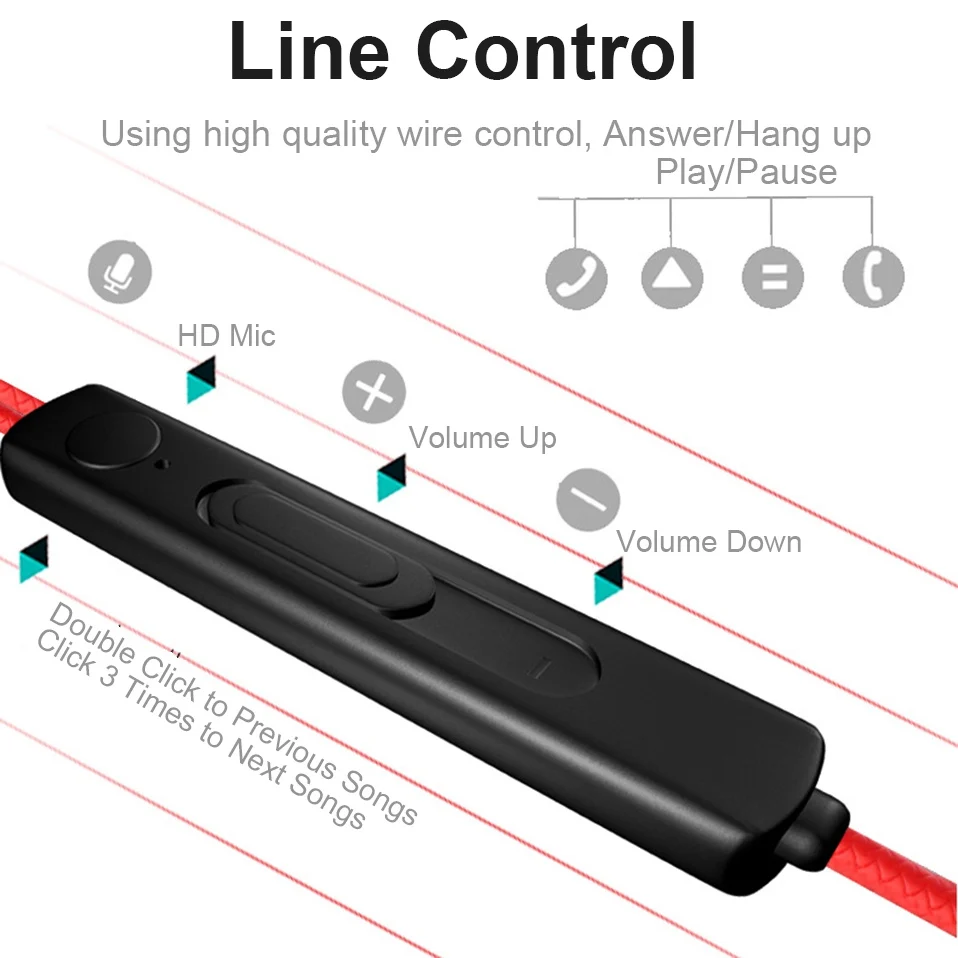 Dual Dynamic Earphone 3.5mm Wired Headphones with Mic Bass Sound Ear Phones for Computer MP3 Gaming Headset In Ear Earphone Wire (4)
