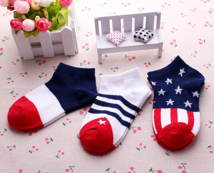 5 pairs / lot spring new Flag pattern cotton children socks 3-11 years children socks kids boys / girls boat