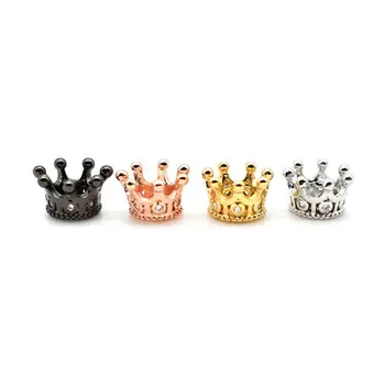 

10pcs/lot Imperial Crown Beads for Jewelry Making DIY Alloy Spacer Beads Fit Bracelet Jewelry Findings Brass Micro Pave Crystal