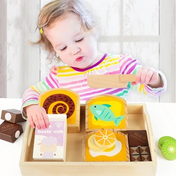

Kids Pretend Play Toys Wooden Kitchen Toys Sets Cutting Miniature Food Baby Early Educational Toys For Children Girls Toys Gift