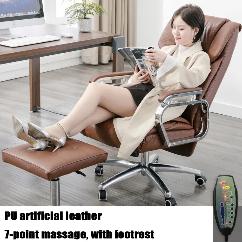 Esports офисное кресло Silla Gamer Poltrona Gaming, кресло руководителя, массажное кресло из натуральной кожи с подставкой для ног, может лежать Эргономика колеса - Цвет: brown PU massage