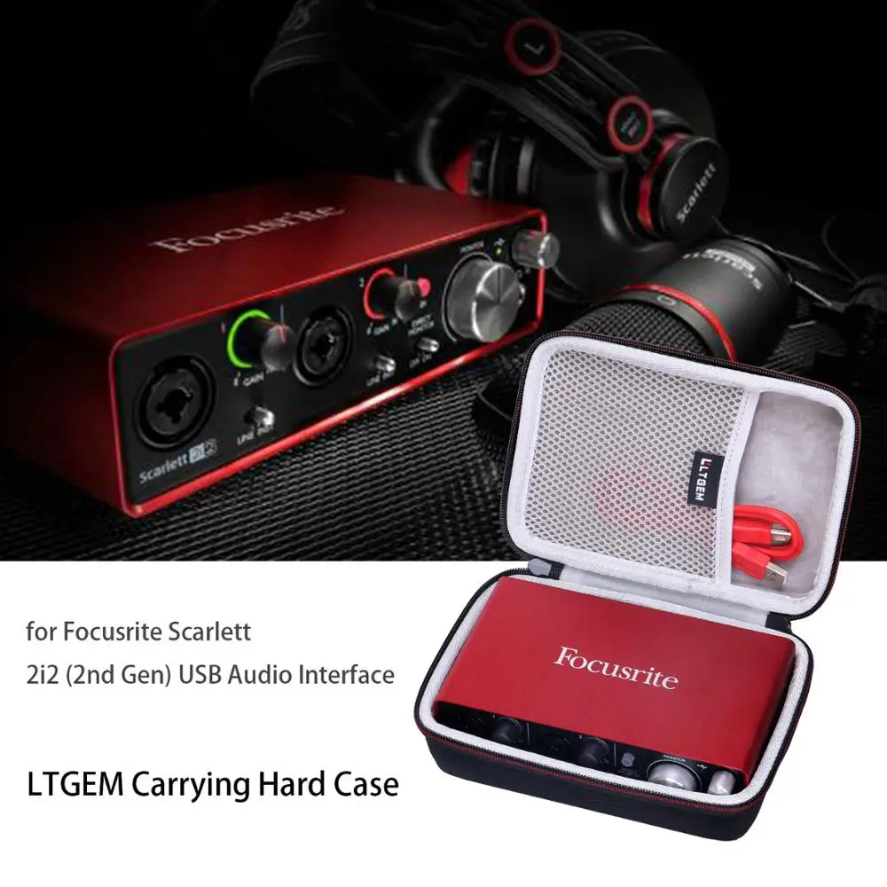 thumbnail image 2 of Hard EVA Travel Case For Focusrite Scarlett 2i2 (3rd Gen) – Protective Carrying Case For Audio Interface – Orange Interior 2 of 10