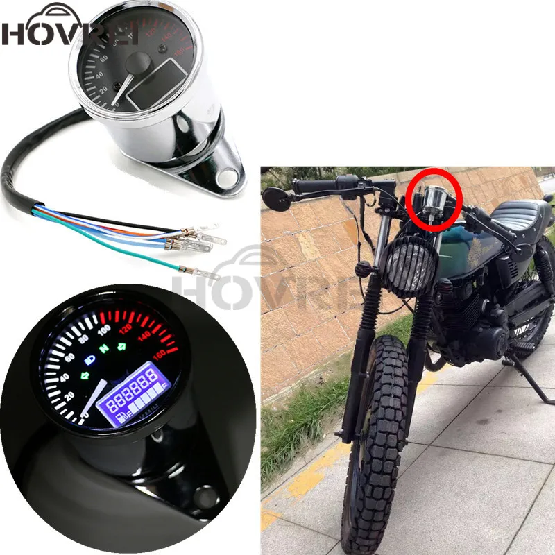 Универсальный moto rcycle Ретро Хромированный Светодиодный lcd-тахометр Спидометр топливная приборная панель moto измеритель уровня масла инструменты