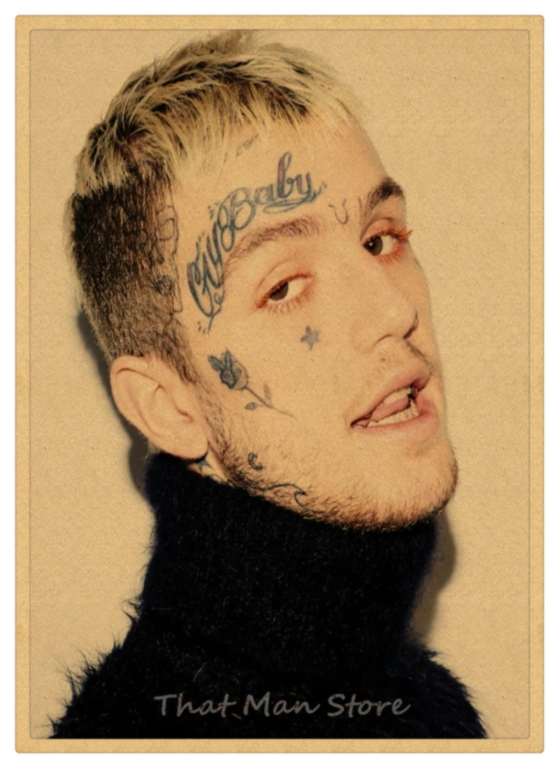 Хип-хоп рэпер Lil Peep плакат наклейки на стену винтажные постеры печать высокого качества для гостиной домашний декор 42*30 см - Цвет: Белый