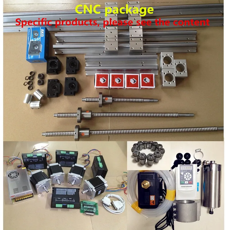 

CNC kits SBR16 linear guide with RM1605 ballscrew and water cold spindle motor 2.2kw 300W with Stepper motor nema 34 NEMA23