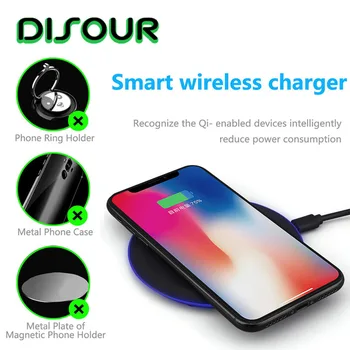

DISOUR Ultra-thin Q1 wireless charger for Huawei P30 Mate 20 Pro Magic2 wireless Portable charging pad for iPhone X Xs MAX XR 8