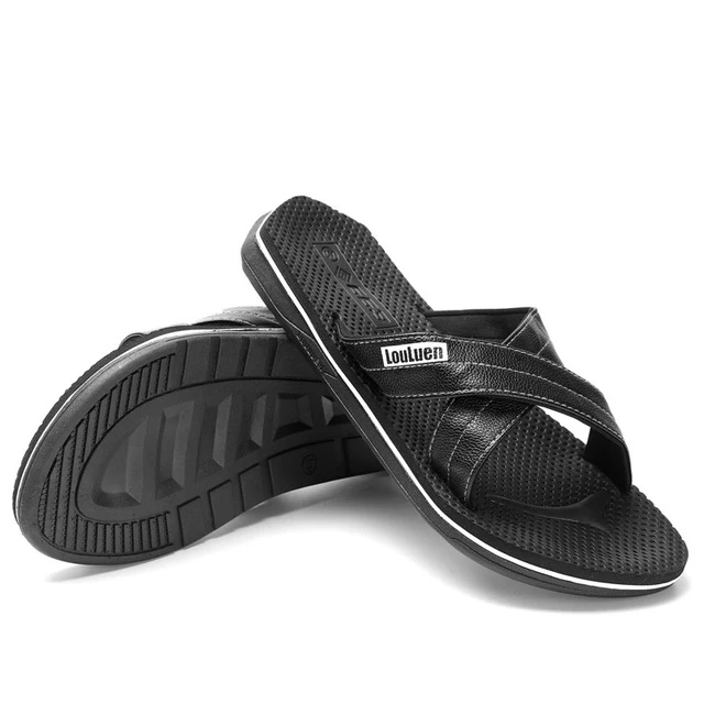 Г. Летняя новая мужская сетчатая обувь дышащие уличные повседневные пляжные шлепанцы обувь на плоской подошве удобная обувь из PU искусственной кожи - Цвет: black