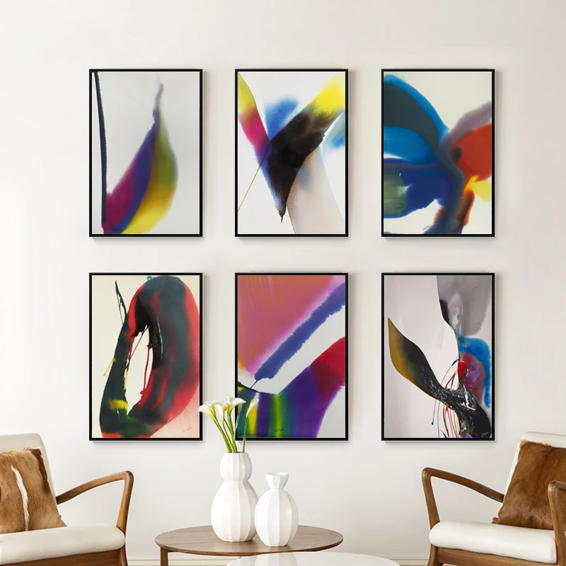Simple Abstract Watercolor Pigment Mixed Effect Visual A4 Canvas Art Painting Print Picture Poster Wall Decoration | Дом и сад