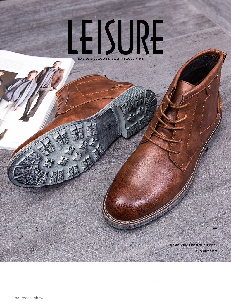 Misalwa/винтажные мужские повседневные ботинки; оксфорды на шнуровке; ботинки в байкерском стиле; удобная рабочая обувь в римском стиле; водонепроницаемые мужские ботильоны