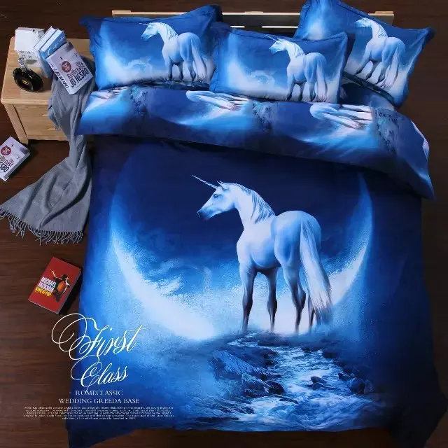 Galaxy Polyeser Moon Horse Design 3pcs 4pcs Home Use Bedding Galaxy Polyeser Moon Horse Design 3pcs 4pcs Home Use Bedding Sheet Set With Quilt