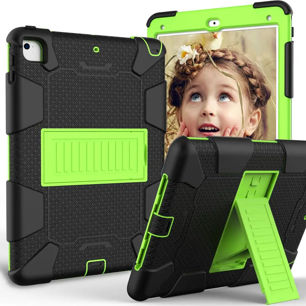 

3 Layer Protection Case For iPad 9.7 inch 2017/2018, Impact Resistant Shockproof Silicon+PC Multi-angle Stand Tablet Cover Case