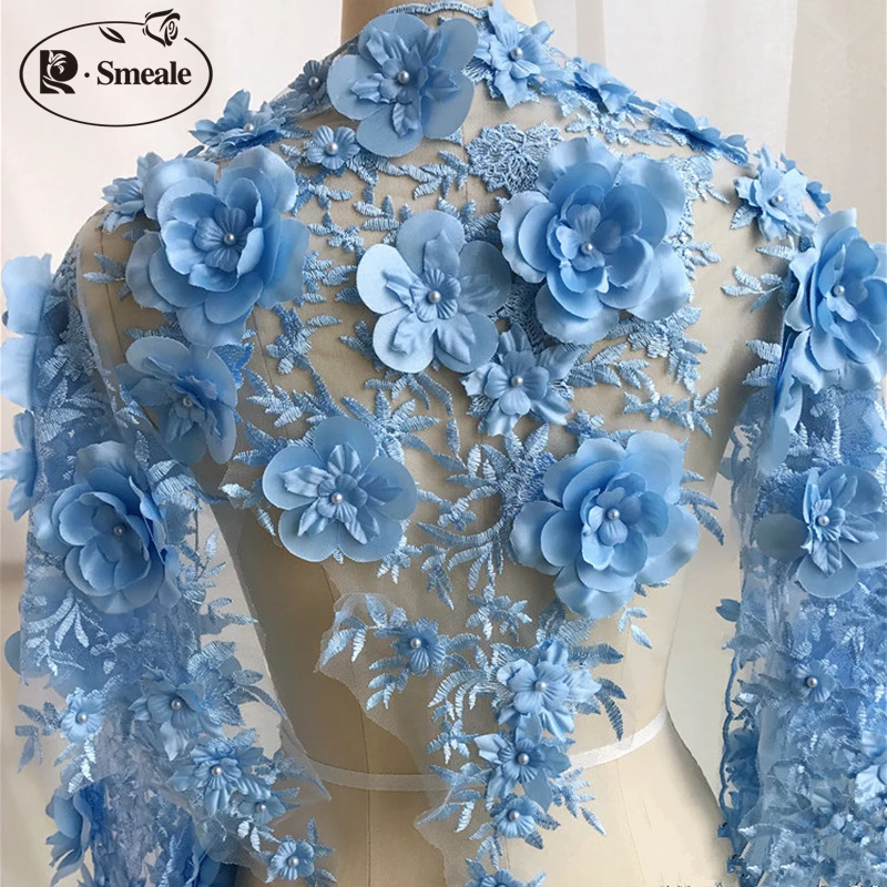 

1 Meter Luxurious Three-dimensional Satin Pearl Embroidery Lace Hand Material Can Be Used for Dress RS1156