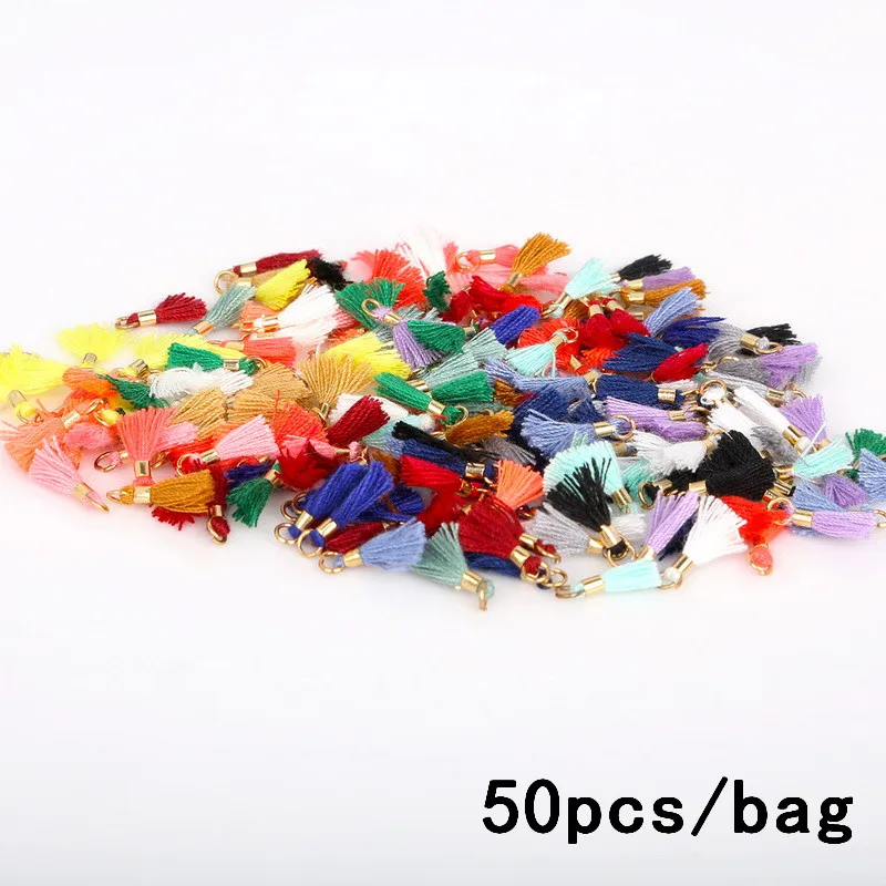 

50pcs/bag Cotton Small Silk Mini Tassel Fringe Earrings fashion Jewelry diy borlas decorativas tassel earrings for women 2018