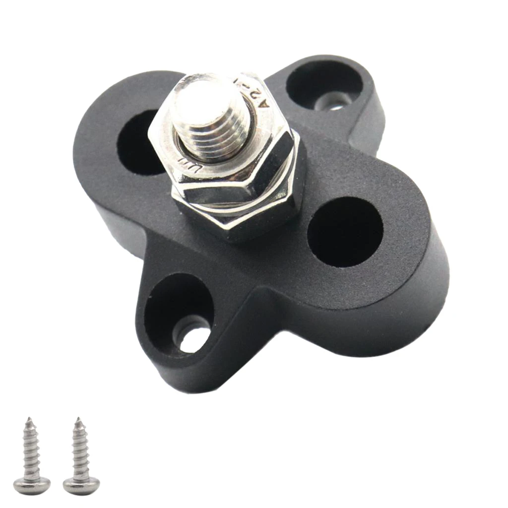 Boat DC48V Heavy Duty Single Terminal Stud M8 Power Distribution Block Negative Power Distribution Studs Black 45*43*32mm