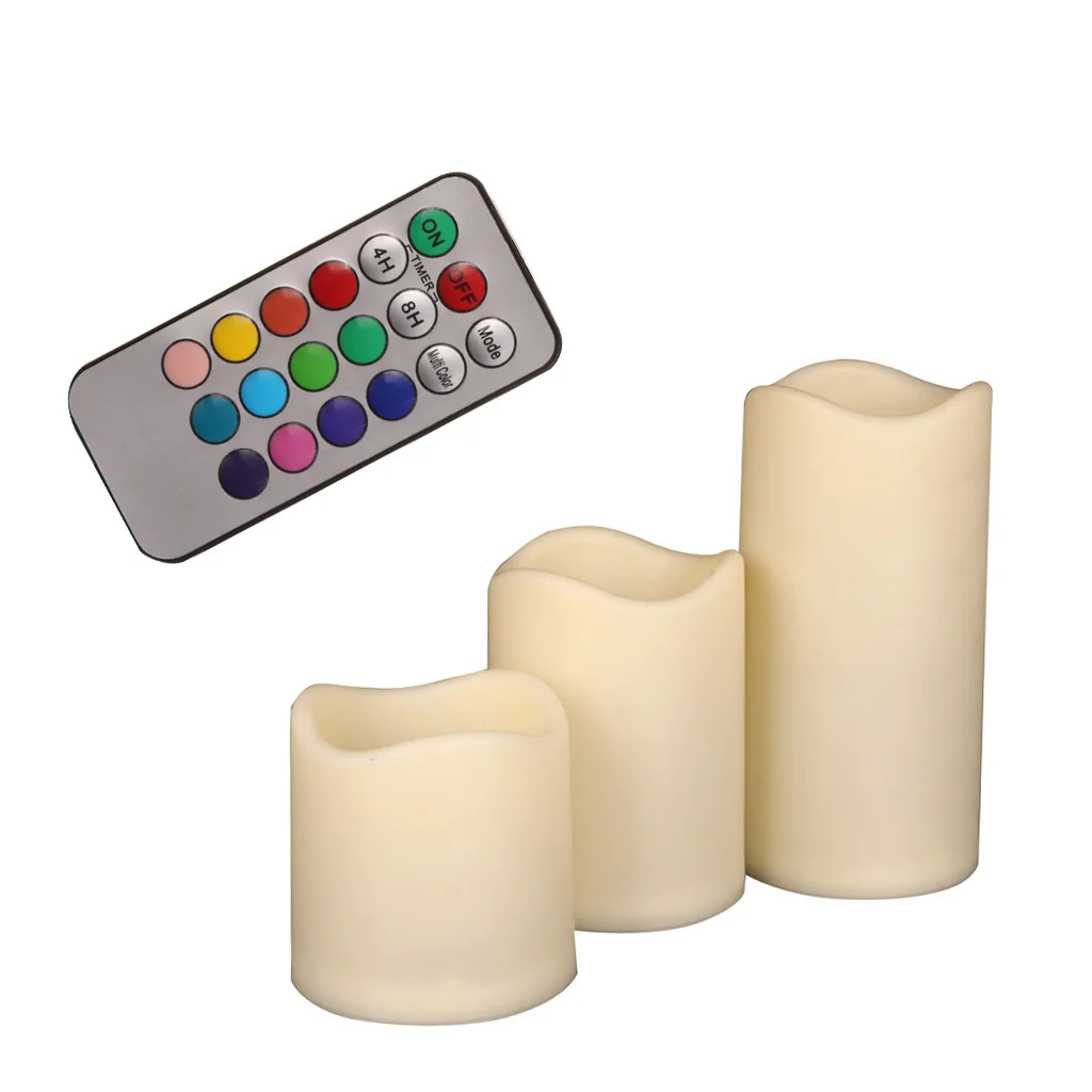 3Pieces Remote Controlled LED Candle Tea Light Battery Powered Lamp Flickering Tealight for Christmas Wedding Decor