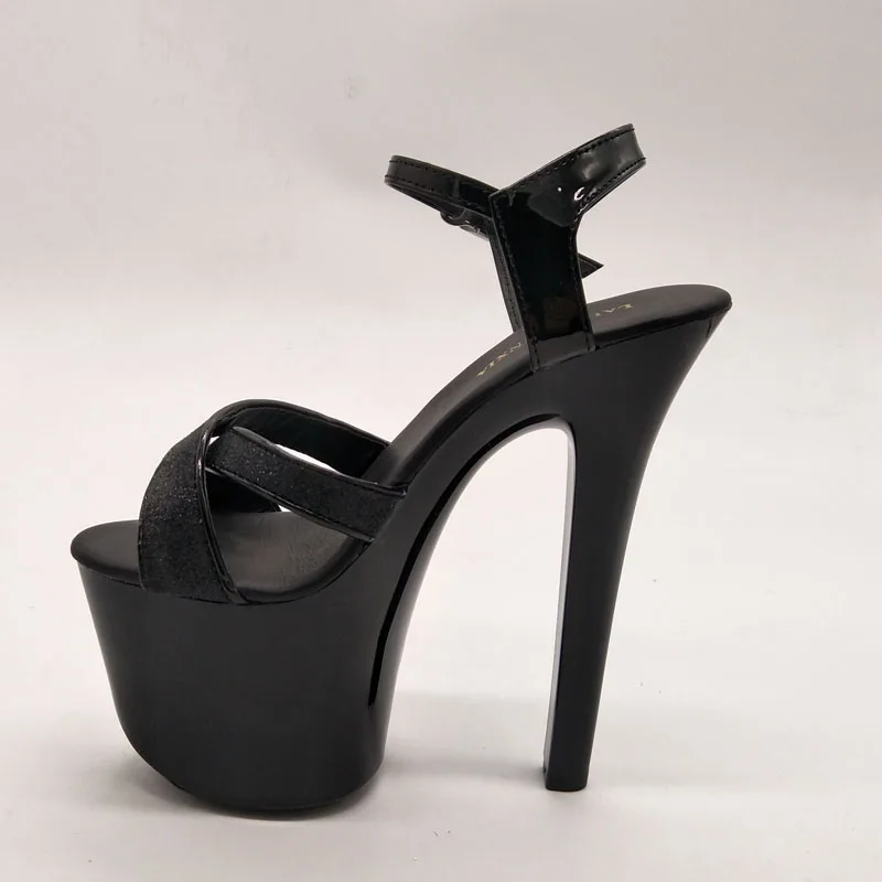 LAIJIANJINXIA/стильная женская обувь на платформе с открытым носком на высоком каблуке 17 см обувь для танцев на шесте босоножки Свадебная обувь черный и белый цвета - Цвет: Черный