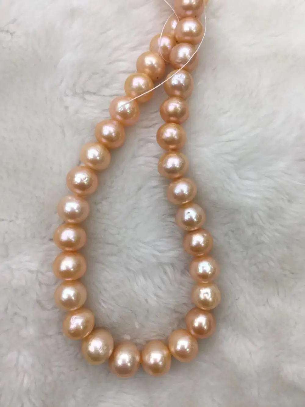 

GORGEOUS 12-13MM freshwater ROUND GOLD PINK PEARL NECKLACE 18INCH 925silver