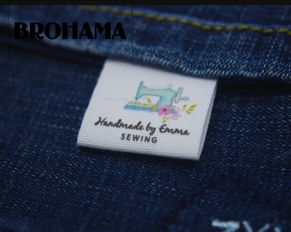 

Sewing labels / custom brand labels, clothing labels, Sewing machine, fabric 100% cotton, custom text (MD0014)
