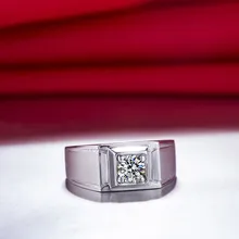 Классический 0.45CT реальные moissanits Для мужчин обручальное кольцо из чистого белого золота AU585 тонкой Обручение ювелирных изделий лучшее ценный подарок для мужа