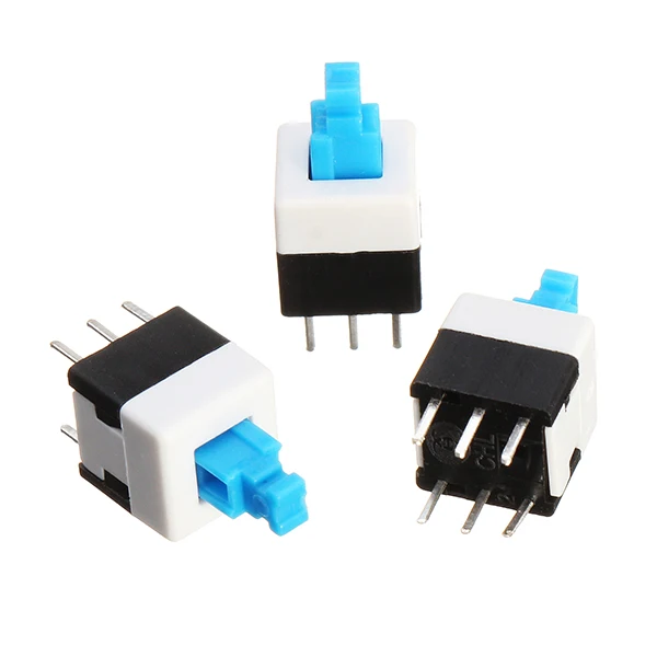 100pcs 8 x 8mm 6 Pin Touch Self-locking On / Off Switch Push Button Switch Latching Switch