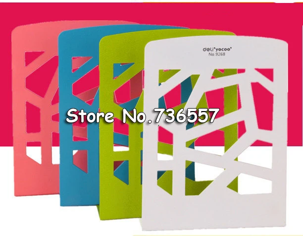 

1 pair strong metal book end lovely window designed for student desk accessories organizer 165x125x85mm Deli 9268